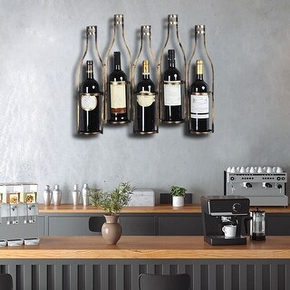 5 Bottle Wall Mounted Wine Rack Stylish Modern Wine Storage - 23.2"x 3.5" x 19.6"