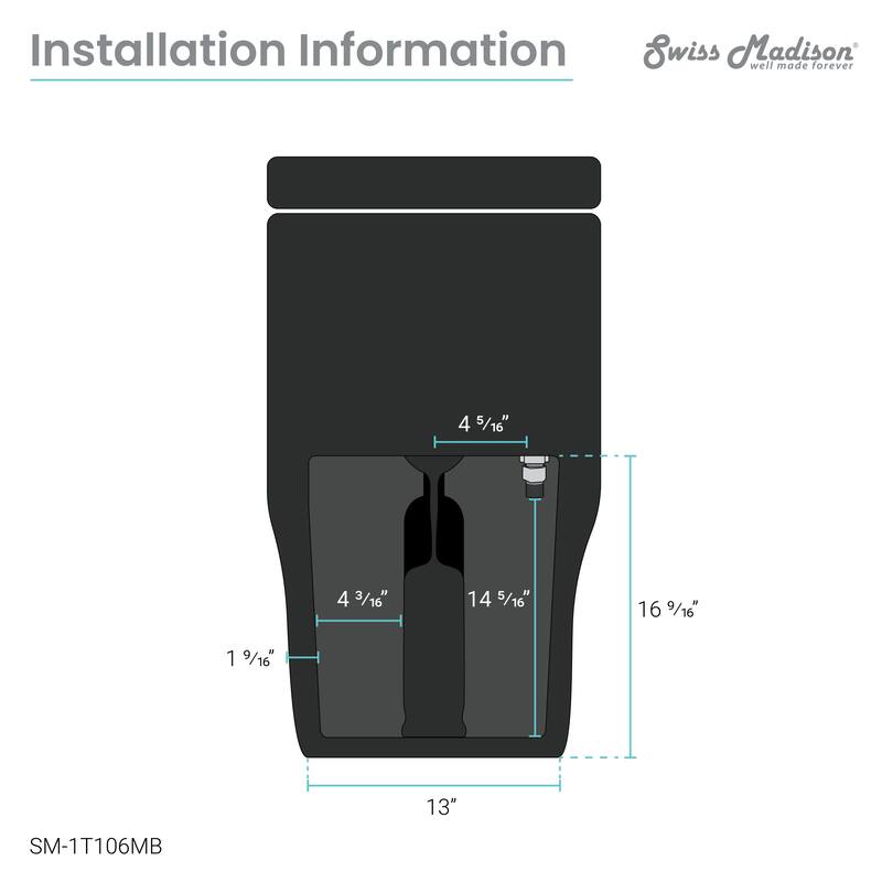 Concorde One Piece Square Toilet Dual Flush, Black Hardware 1.1/1.6 gpf