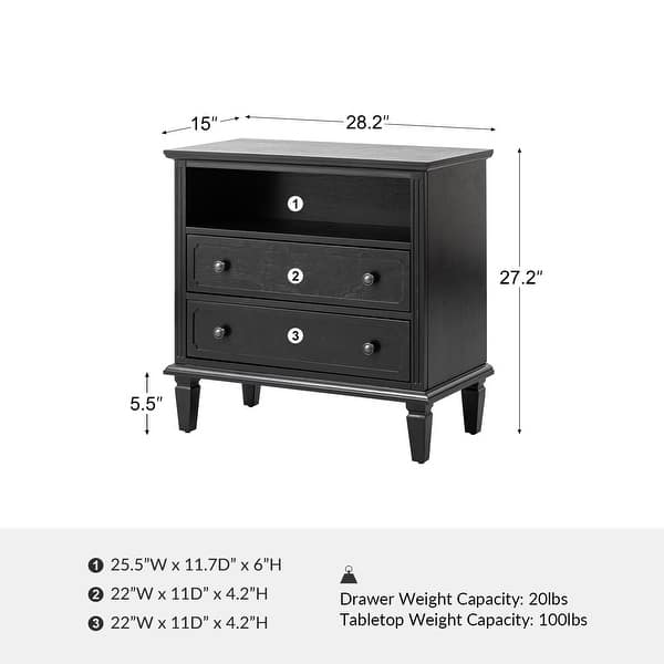dimension image slide 0 of 4, HULALA HOME Kamilo Transitional 28''W 2-Drawers End Table with Built-in Charging Station and Solid Wood Legs Set of 2