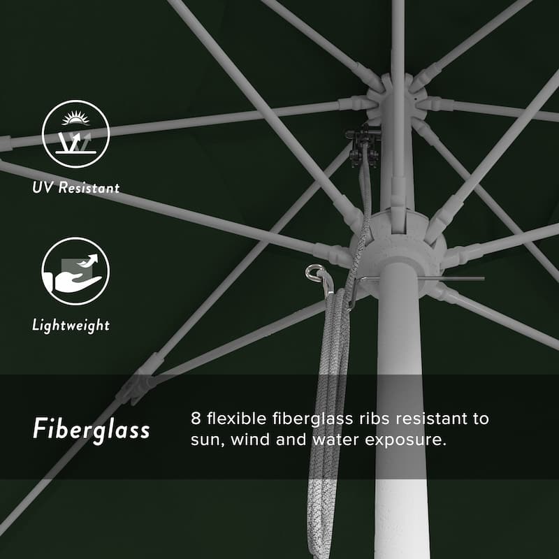California Umbrella 11' Rd Aluminum Frame, Fiberglass Rib Market Umbrella, Push Open, White Finish, Pacifica Fabric