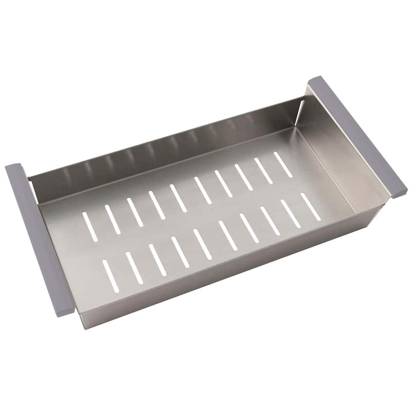STYLISH Stainless Steel Over the Sink Colander with Non-slip Handle - 17" x 8" x 3"