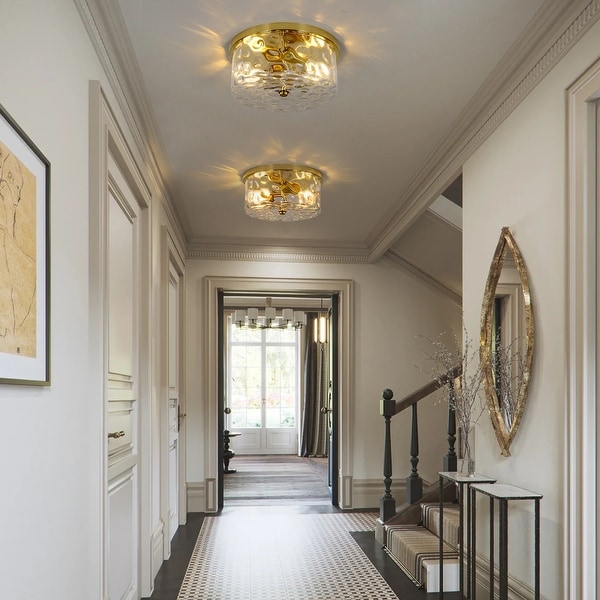 2 Light Flush Mount Ceiling Light with Clear Hammered Glass On Sale Bed Bath Beyond 36645753