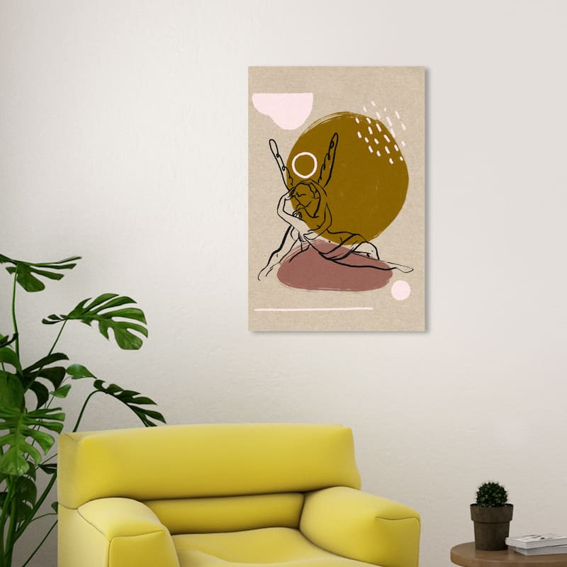 Wynwood Studio Canvas Abstract Cupid and Psyche Brown and Modern & Contemporary Wall Art Canvas Print - 30 x 20