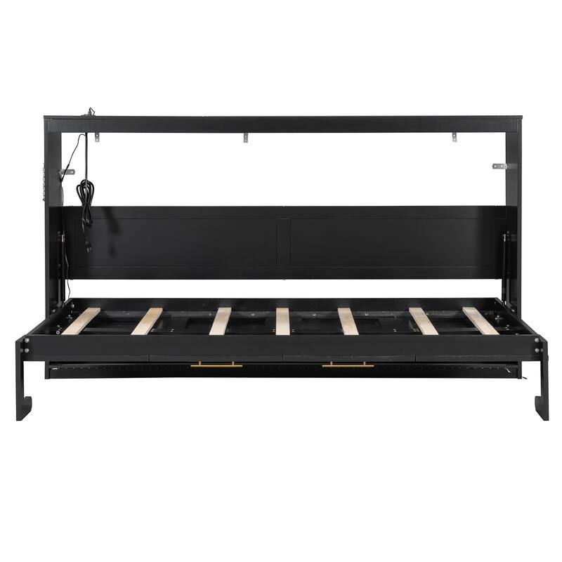 Side-Folding Printed Murphy Bed with LED and USB