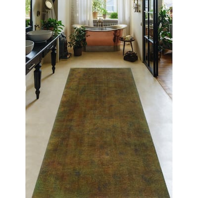 Noori Rug Vintage Distressed Dinah Brown/Green Runner - 2'11" x 6'3"