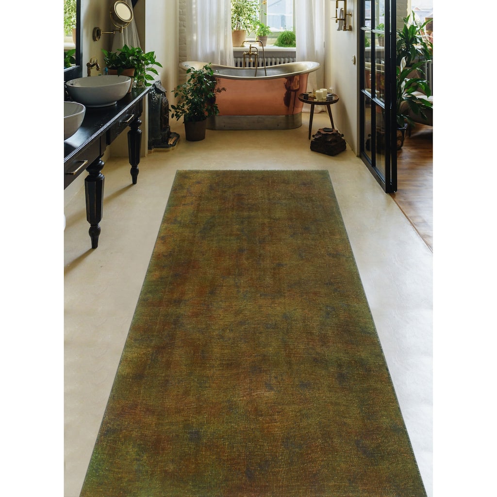 Noori Rug Vintage Distressed Dinah Brown/Green Runner - 2'11" x 6'3"