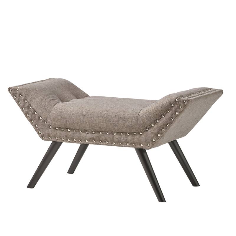 Modern Button Tufted Sitting Bench, Accent Fabric Upholstered Ottoman for Bedroom or Living Room