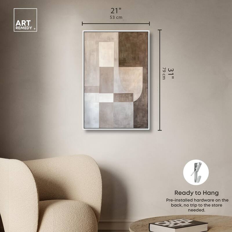 Neutral Tone Blocks I Canvas by Art Remedy