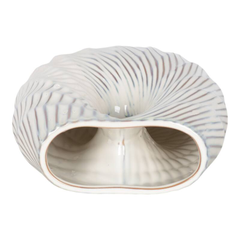 Ceramic Decorative Vase with Coastal Shell and Wavy Textured Design