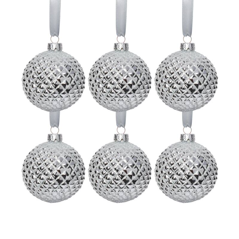 Metallic Matte Glass Ball Christmas Ornaments, Set of 6, 3.25"