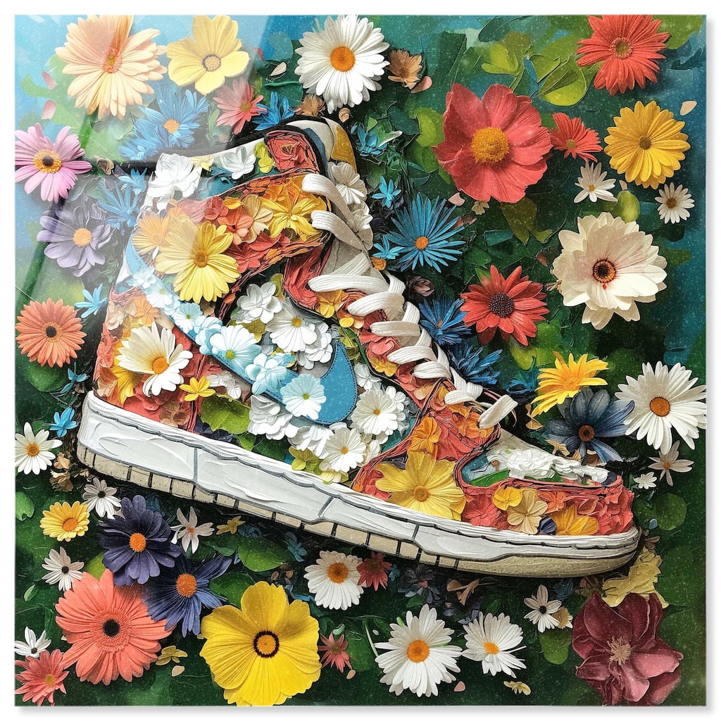 Painted in Floral Sneaker Acrylic by Art Remedy, Ready to Hang