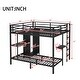 preview thumbnail 3 of 9, King Over Twin XL Bunk Bed Frame with Built-in Wardrobe Foldable Desk Black