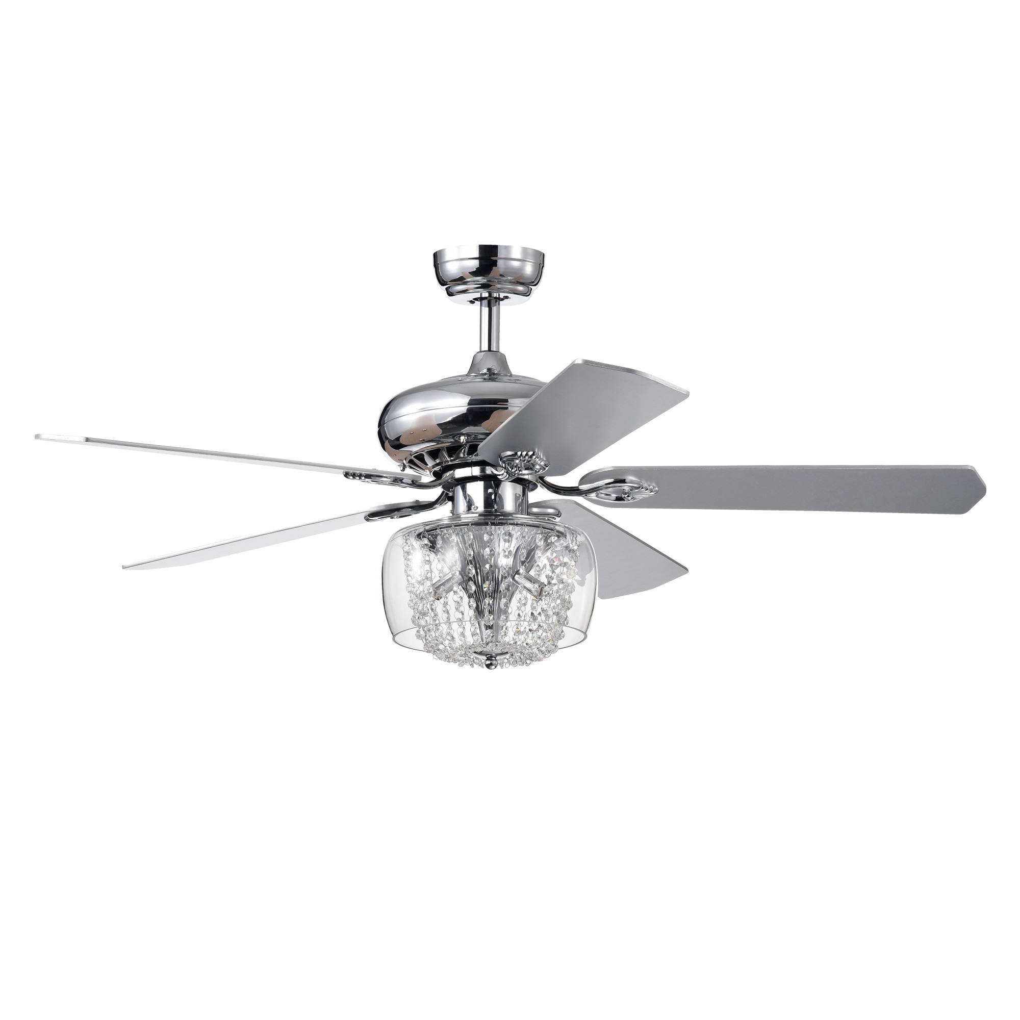 Gracie Chrome 52 Inch Ceiling Fan With Glass Drum Crystal Light Kit Overstock 32660684