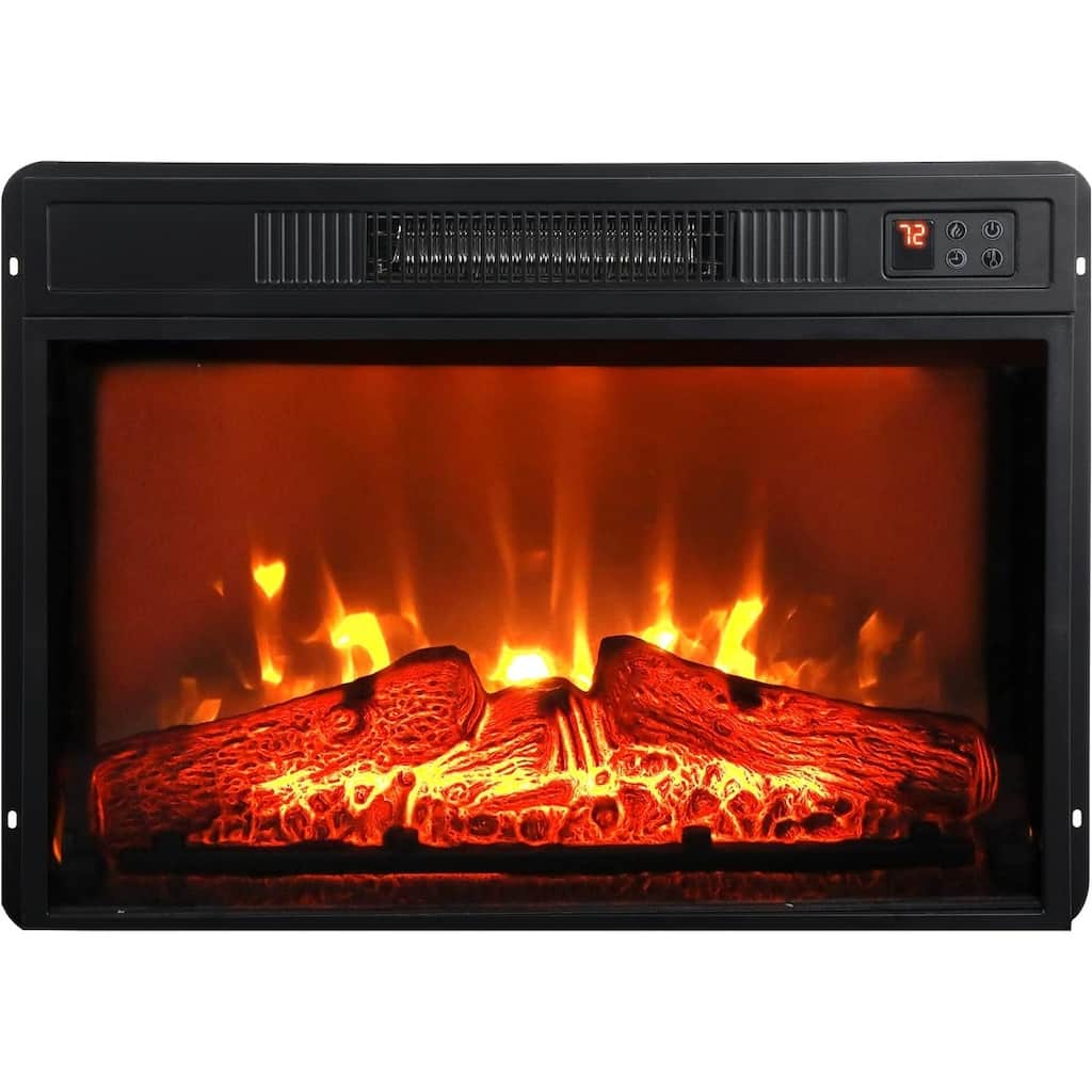 23" Electric Infrared Fireplace Insert, Adjustable Realistic Log and Flame Display, Remote Control, 1400W Heater for Indoor Use