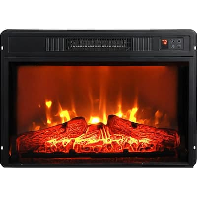 23" Infrared Electric Fireplace Heater with Adjustable Flame and Logs, 300 Sq Ft Coverage