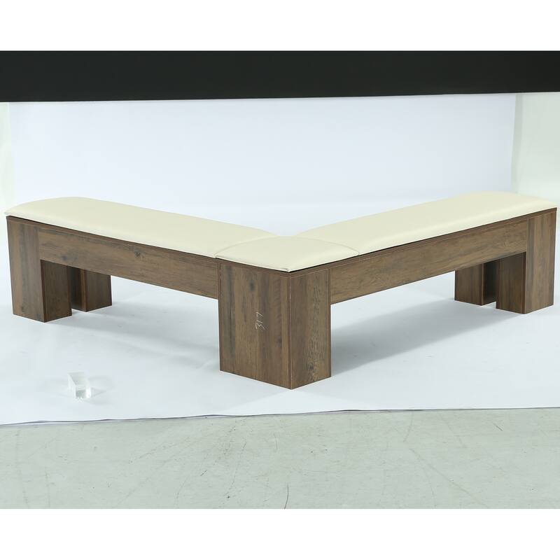 61 Inch L-Shaped Bench with Padded Seat Cushion for Entryway / Bedroom / Living Room / Kitchen Dining Room