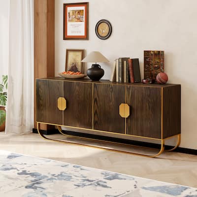 Clihome Furniture Wood 4-Door Accent Cabinet