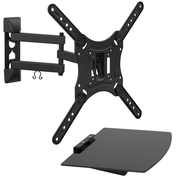 Mount-It! TV Mount with Shelf | Full Motion TV Wall Mount with Floating Entertainment Shelf