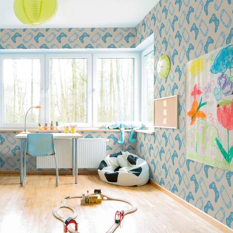 Blue Gaming Children Peel and Stick Removable Wallpaper 8569