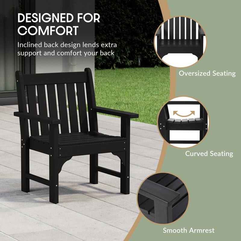 Polytrends Laguna Outdoor Patio 3-Piece Garden Arm Chair Conversation Set With Side Table