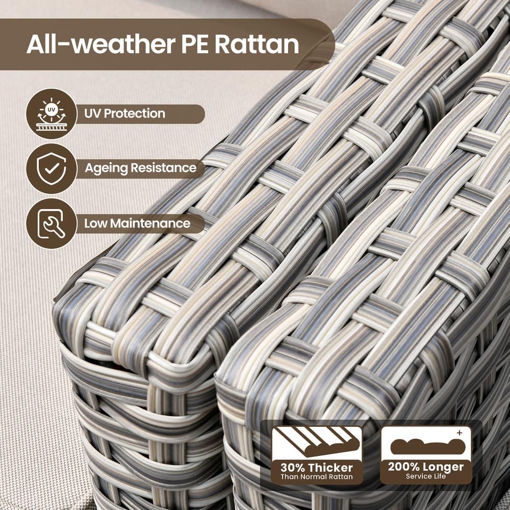 XIZZI 7-Piece Patio Furniture Modular Set with Solar Table