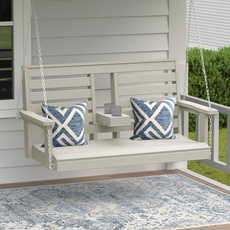 Nashville Poly 54 Inch Porch Swing with Folding Cup Holder