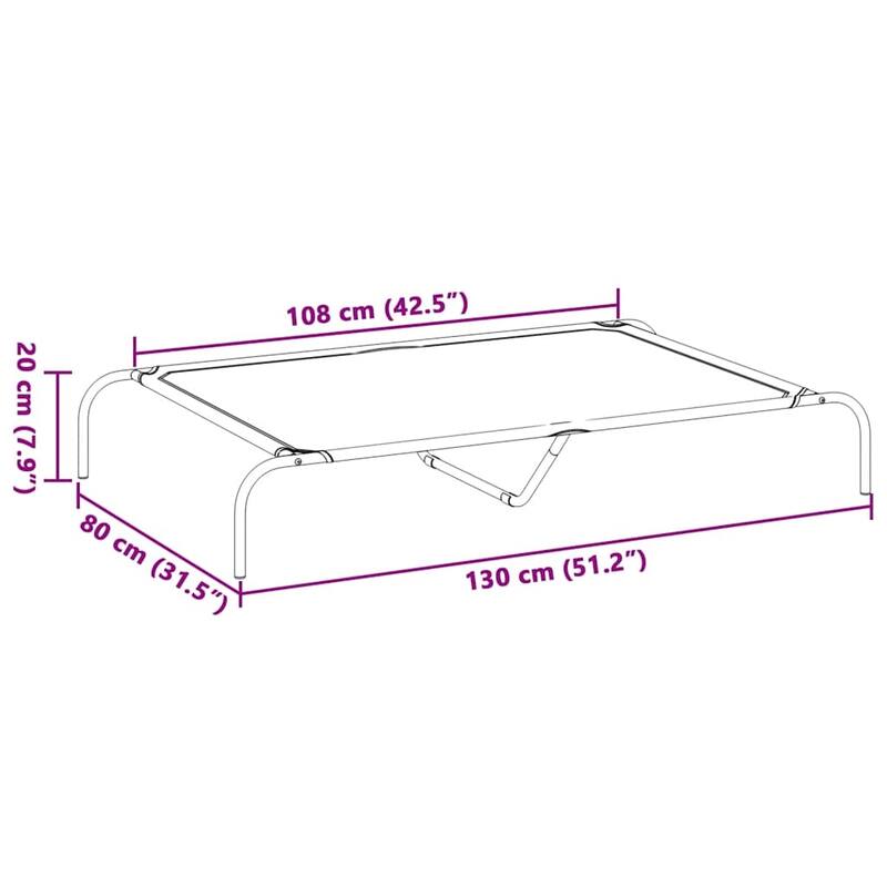 vidaXL Elevated Dog Bed Black Textilene 51.2 x 31.5 x 7.9 in Durable - 51.2 x 31.5 x 7.9 in