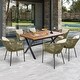 preview thumbnail 1 of 16, 7-Pieces Outdoor Dining Set with Chairs and Acacia Wood Tabletop, for Garden, Backyard, Patio Green