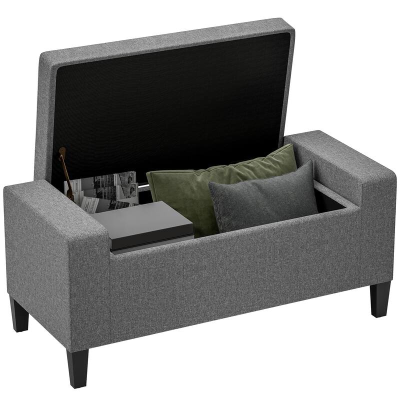 HOMCOM Ottoman Bench Tufted Storage Chest with Flipping Top, 36.25"W x 15.75"D x 15.75"H