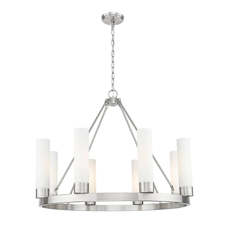 Innovations Lighting Downtown Urban - Boreas - 6 Light 36" Chandelier with 11" Shades - Satin Nickel/White