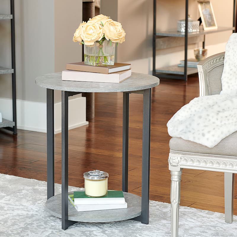 Jamestown Side End Table with Storage Shelf - Slate