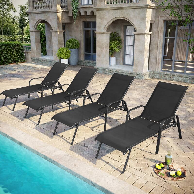 Pellebant Outdoor Patio Adjustable Chaise Lounge Chairs