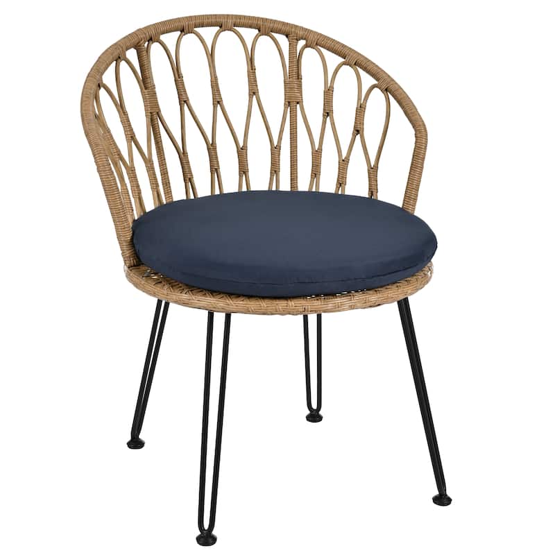 Outdoor Leisure Set,2 Rattan Single Chairs With A Glass Round Table,Perfectly Suited For Patios,Balconies,And Courtyards