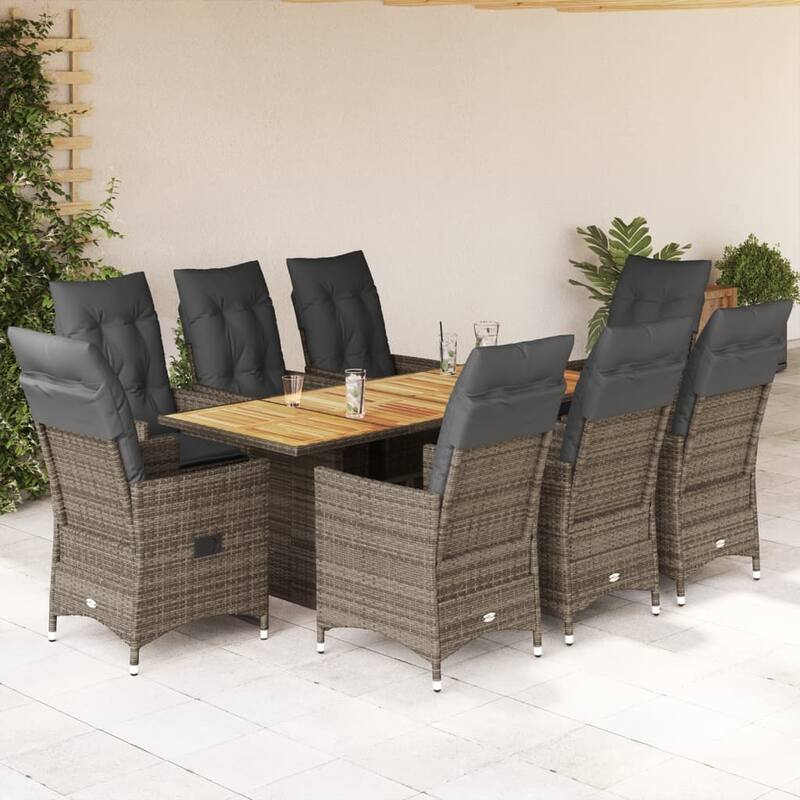vidaXL Garden Dining Set Grey - 23.2 x 22.0 x 36.2 in - Grey-3