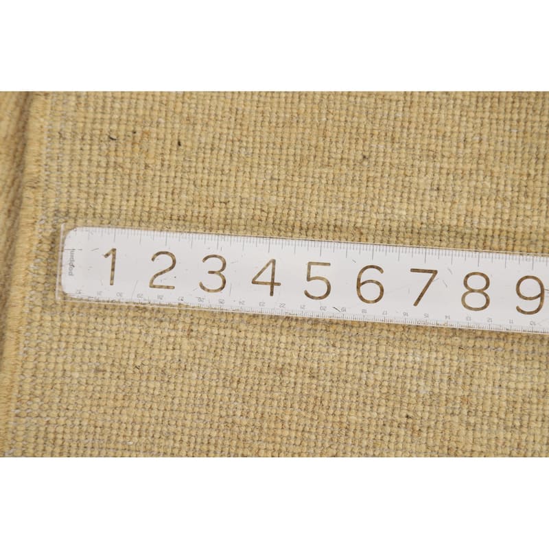 Muted Yellow Gabbeh Modern Foyer Rug Handmade Wool Carpet - 3'4"x 4'10"