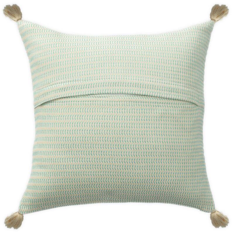 Striped Square Throw Pillow with Tasseled - 18" - Turquoise Green
