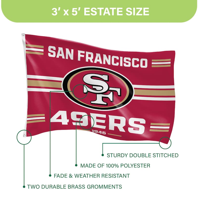 San Francisco 49ers Single Sided Flag w/ 2 Grommets, 3'x5'