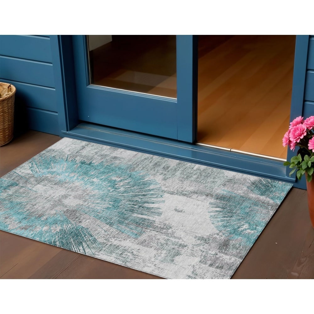 HomeRoots Abstract Transitional Rectangle Outdoor Rug