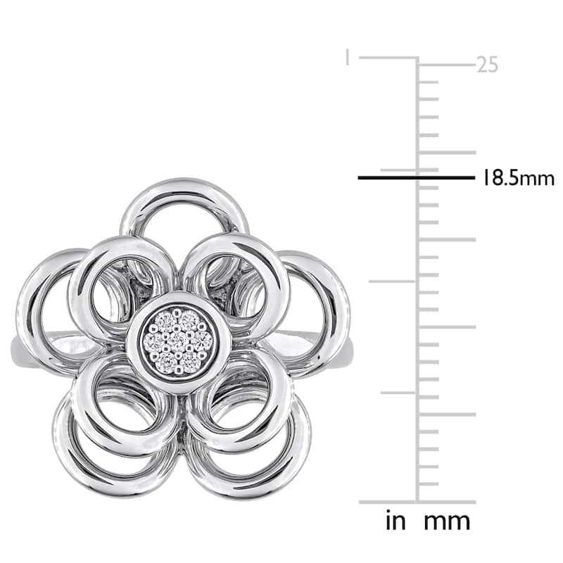 Miadora Diamond Accent Flower Ring in Sterling Silver