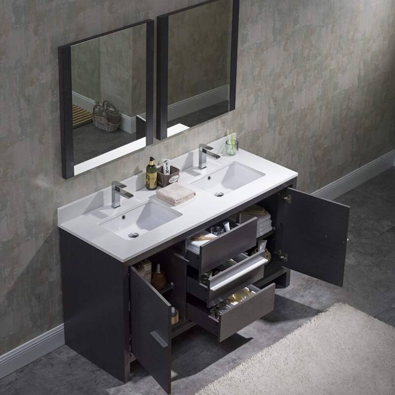 Blossom 60-Inch Double Bathroom Vanity Set with Acrylic Sinks & Mirror