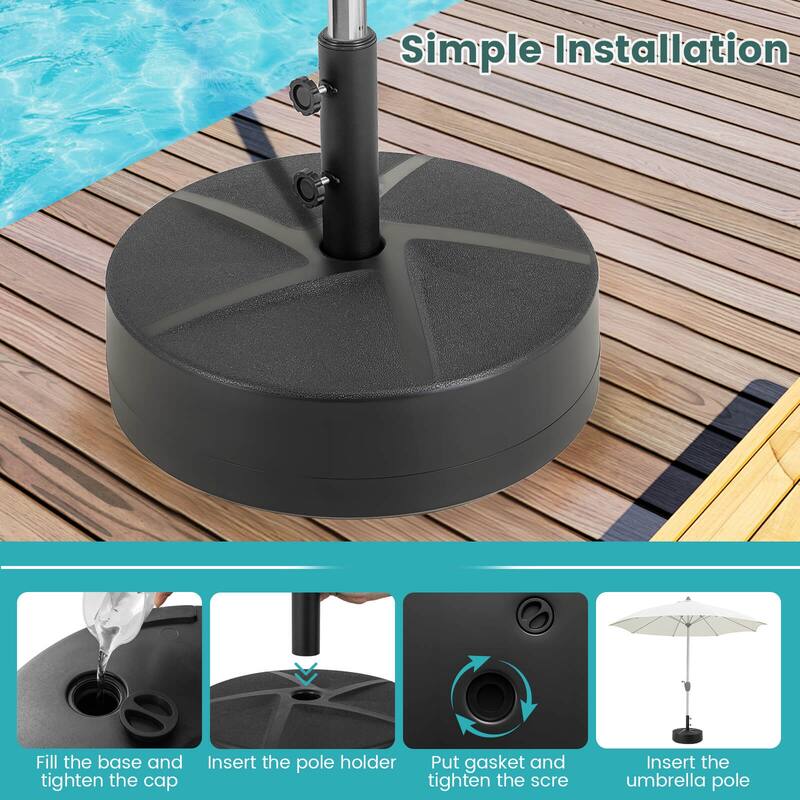Costway Patio Round Umbrella Base with 2 Adjustable Knobs & 3 Adapters - See Details