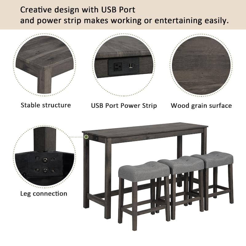 Ostweer Furniture 4 Piece Bar Table Set - Dark Gray