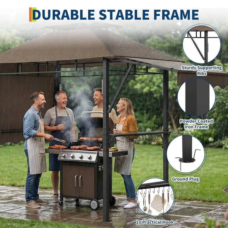 Durable BBQ Grill Gazebo, Weather-Resistant Canopy Shelter for Patio & Backyard - N/A