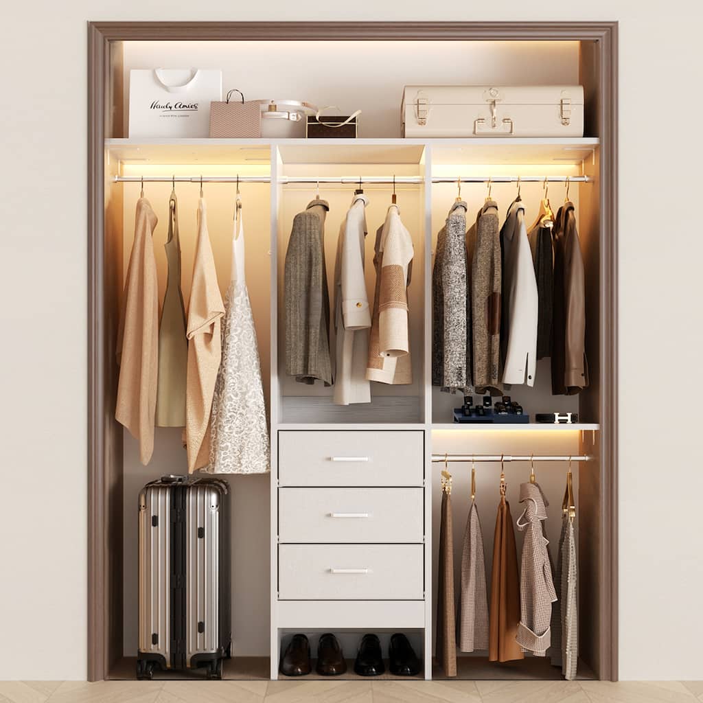 4FT Kid's Closet System with Fabric Drawers for Small Closet, Closet Organizer for Walk-in/ Reach-in Closet