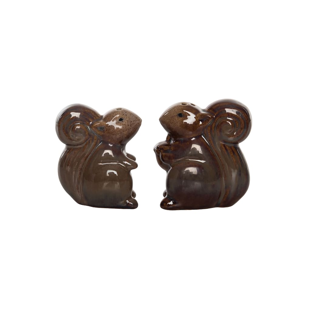 Transpac Ceramic 2.7 in. Brown Harvest Squirrel Salt and Pepper Shaker Set of 2
