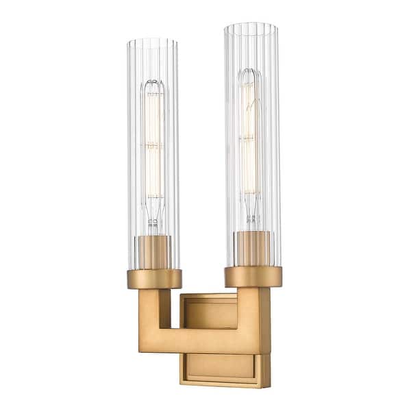 slide 2 of 8, Z-Lite 740-2S Beau 2 Light 17" Tall Bathroom Sconce Rubbed Brass