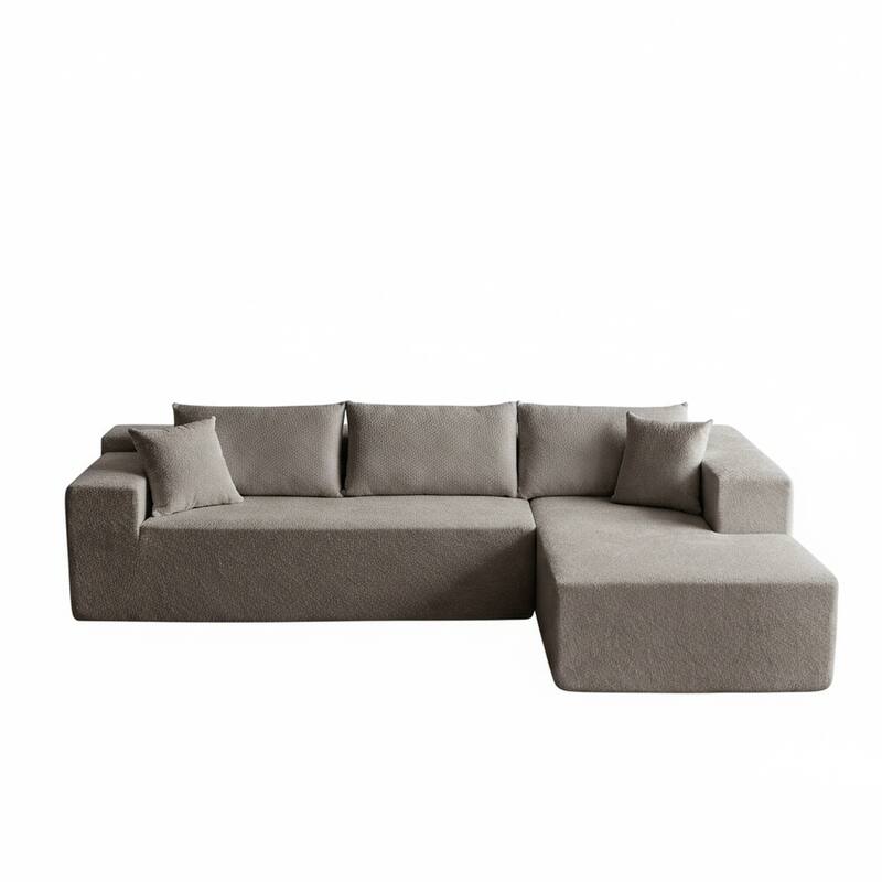 103.54" L-Shaped Modern High-Density Sponge Velvet Modular Sectional Sofa with Chaise & Pillows