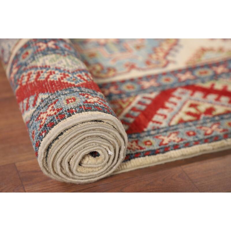 Kazak Runner Rug Hand-Knotted Wool Carpet - 2'5" x 15'2"