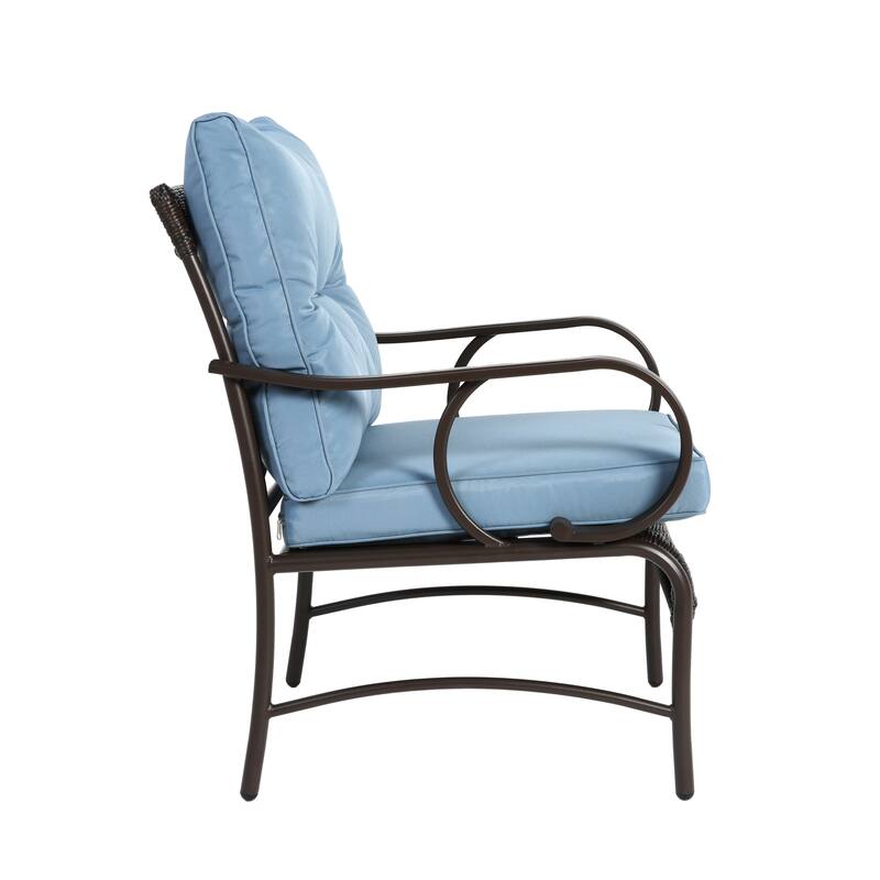 3-Piece Modern Rattan Patio Conversation Set with Coffee Table