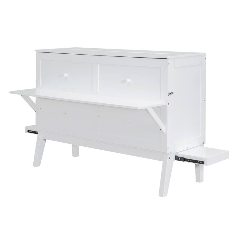 Murphy Bed Platform Bed with USB Port & Removable Shelves On Each Side